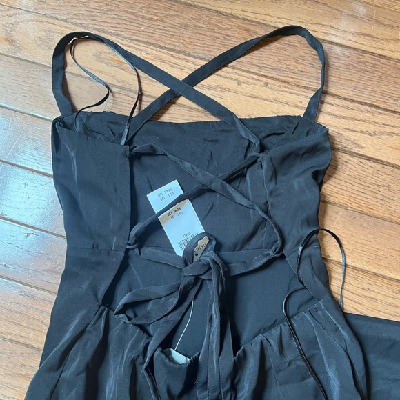 New Abercrombie & Fitch Tie Back Slip Midi Dress Black small - Picture 3 of 6